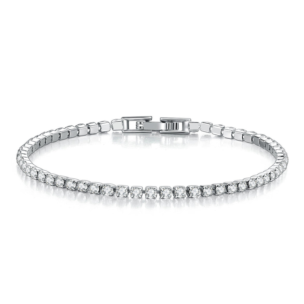 Fashionable Womens Single-row Fully Diamond-encrusted Crystal-gold Plated Bracelet