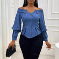 Womens Stylish Casual Belted Long-sleeve Shirt