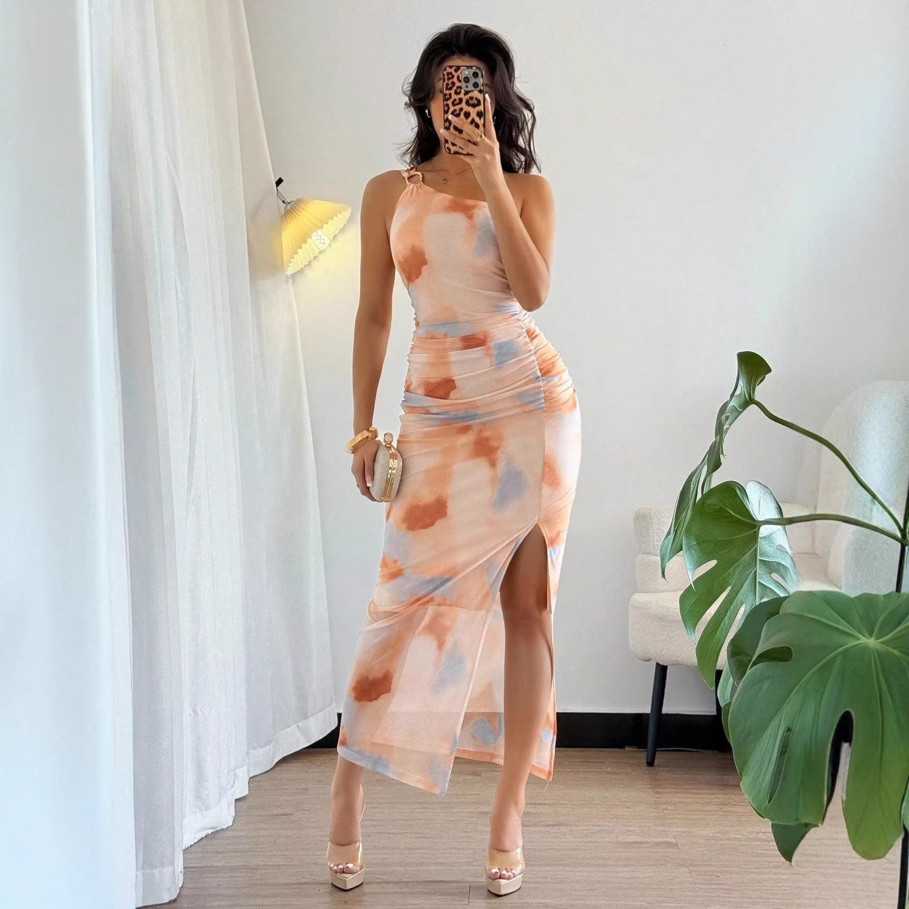 Casual Printed Split Dress