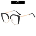 European And American-style Fashion Oversized Half-frame Casual Eyeglasses With Blue-light Protection And A Cat-eye Design