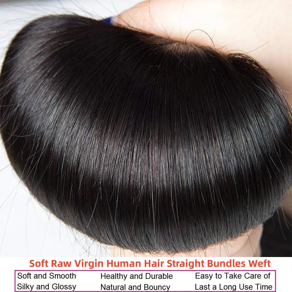 Indian Straight Hair Bundles 1/3/4/5 Pcs  Cuticle Aligned Raw Human Hair Straight Bundles Hair Weave Extensions For Black Women