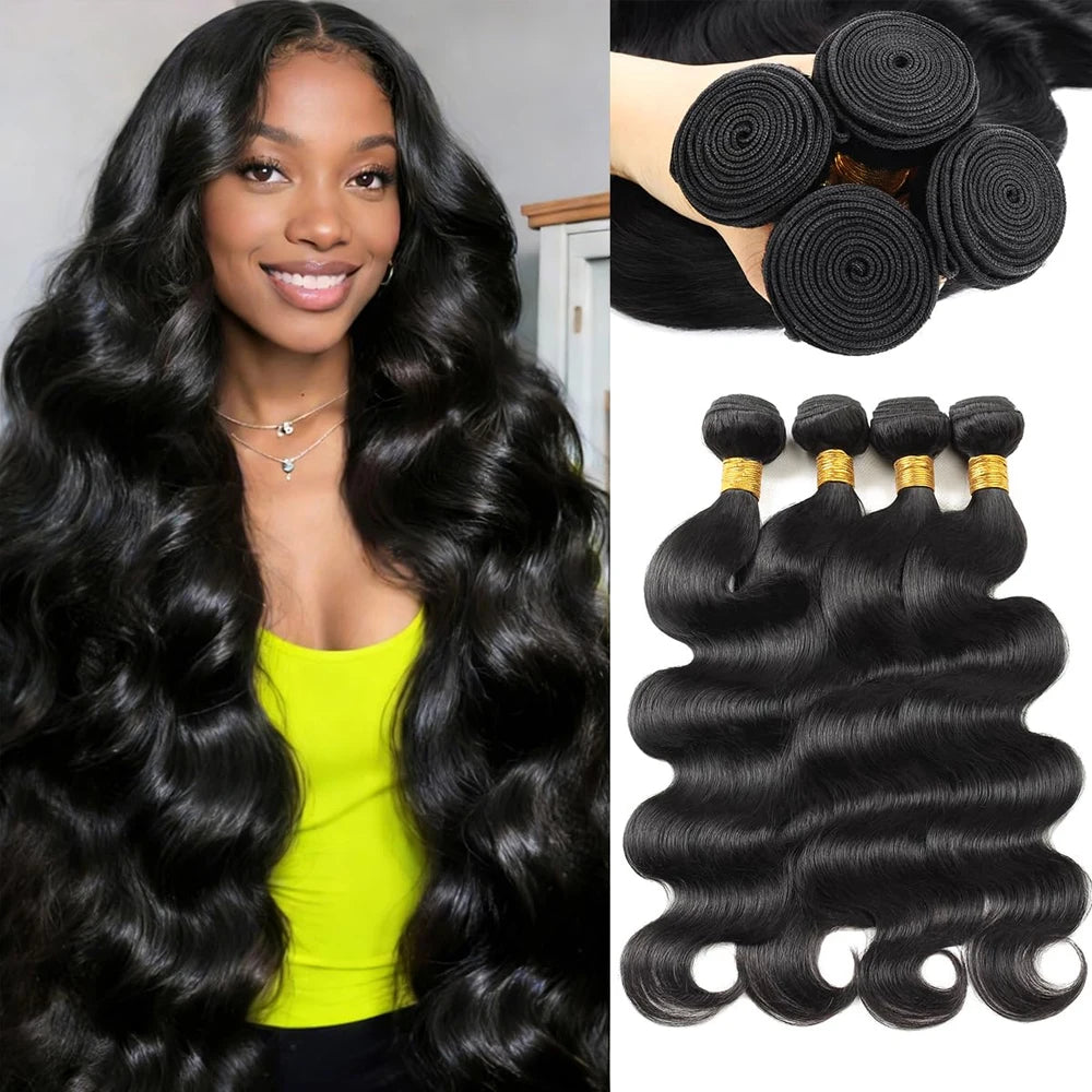 12A Body Wave Human Hair Bundles 34 Inch Human Hair Unprocessed Brazilian Virgin 3 4 Pcs Raw Hair Bundles Weave Extensions