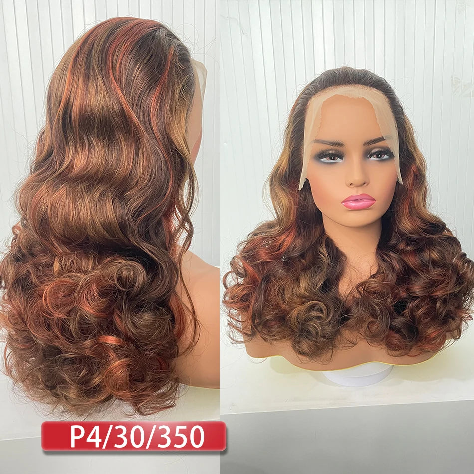 100% Malaysia Hair Bouncy Curly Wigs 250 Density Ombre Double Drawn Hair Glueless Wigs 100% Human Hair 13x4 HD Lace Frontal Wigs