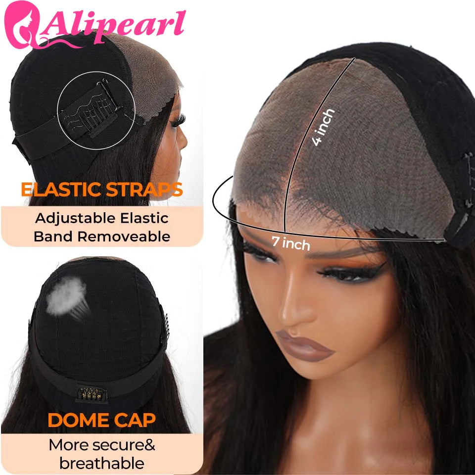 Alipearl #4 Color Body Wave 4x7 Lace Closure Ready Go Glueless Transparent Wig Brown Color Pre cut Lace Pre Pluck Bleach Knots