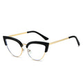 Stylish Large Frame Metal Lower Half Metal Plain Glasses